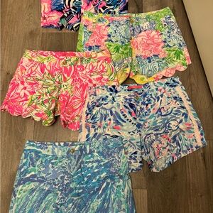 Lilly Pulitzer bundle.  Shorts size 4, shorts size small , dresses size 4